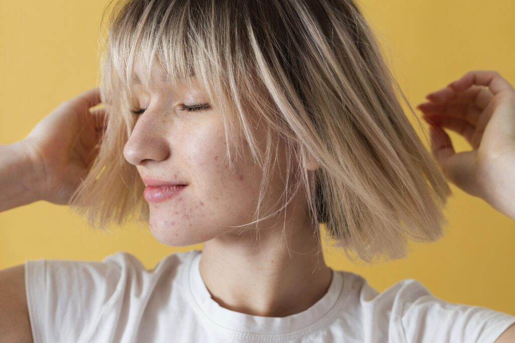 close up woman with yellow background
